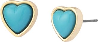 Betsey Johnson Heart Stud Earrings in Turquoise at Nordstrom