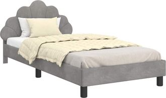 vidaXL Cama Para Ni&ntilde;os Con Cabecero Gris Claro 90 X 200 Cm Terciopelo Vidaxl