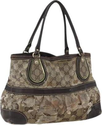 Gucci Pre-owned Vintage Canvas Handtas - Dames - Vintage Handtas - Beige - ONE Size - Vintage