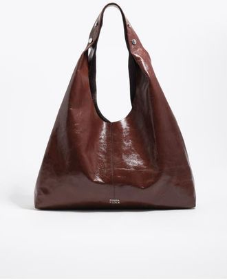 Bimba & Lola Leather Maxi Bikini Paper Bag in Moka at Nordstrom