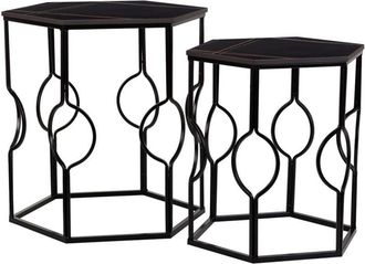 Wanderlust Deco Wanderlust Deco - Mesas Set 2pzas De Metal Negro 34x34x52h-39x39x57h Cm