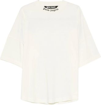 Palm Angels White Classic Logo Short-Sleeve Cotton T-Shirt
