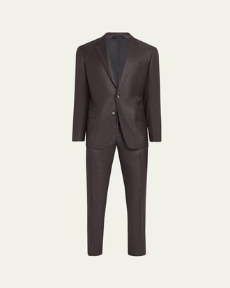 Giorgio Armani Mens Soft Line Micro-Check Two-Piece Suit