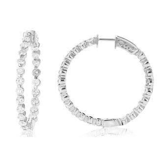 Vir Jewels 4 cttw Diamond Inside Out Hoop Earrings in 14K White Gold