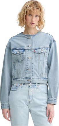 Levi's Kraagloze Gekrompen Trucker Jacket uit de jaren 90 - Dames - Spijkerjassen - Blauw - S - Katoen - Jassen