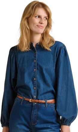Brakeburn Auri Long Sleeve Round Neck Denim Shirt in Blue at Nordstrom, Size 10