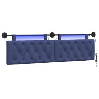 vidaXL Cabecero Colgante Con Luz Led Azul Polic&iacute;a Terciopelo Vidaxl