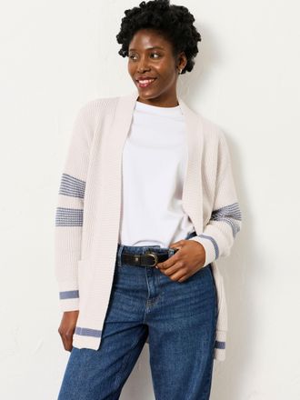 Fat Face FatFace Katie Ivory Knitted Long Line Cardigan