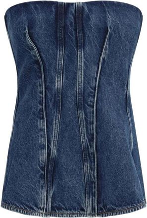 A Gold E Katoenen Top met Elegant Design - Dames - Tops zonder mouwen - Blauw - XS - Katoen - Tops