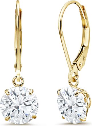 MAX + STONE 10k Yellow or White Gold Leverback Cubic Zirconia Dangle Earrings 5mm to 10mm