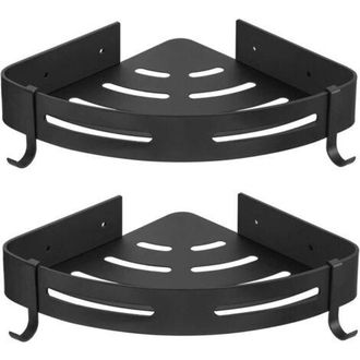 OEM Organizador De Ducha - Esquinero Sin Taladrar, Aluminio Inoxidable (triangular) - 22,5 X 4,5 X 30,5 Cm - Negro, 2 Unidades