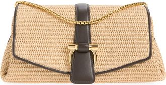 Ferragamo Mia Raffia Crossbody Bag in Naturale Testa Di Moro at Nordstrom