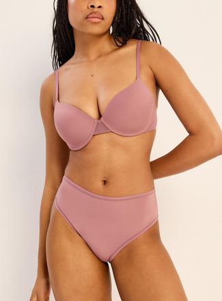 Miiyu Womens Microfibre high-waist elastic-trim bikini panty Recycled nylon