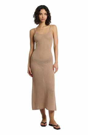 Onia Textured Linen Sweater Scoop Maxi Dress in Tan at Nordstrom, Size Medium