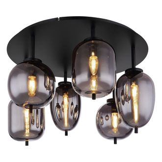 Globo Lighting Plaf&oacute;n - Blacky - Negro - Vidrio Vidrio Ahumado - &Oslash; 65cm