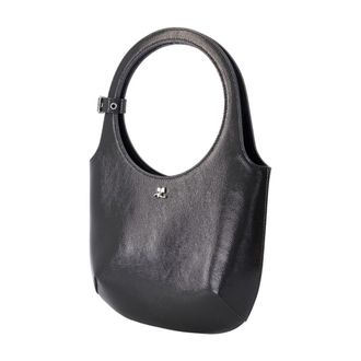 Courr&egrave;ges Womens Leather Shoulder Bag Black