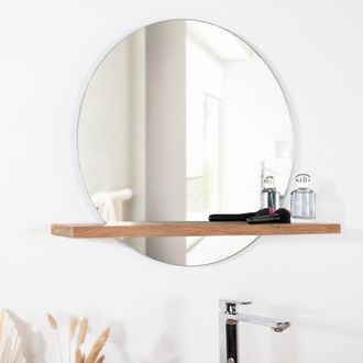Wanda Collection Wanda Collection - Espejo Bolonia Redondo De Teca Maciza Para Cuarto De Ba&ntilde;o