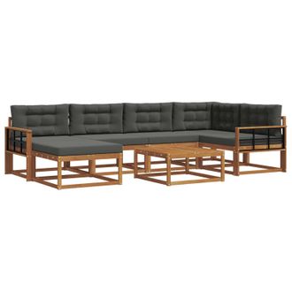 vidaXL Conjunto De Sof&aacute;s De Exterior 7 Pcs Natural Y Antracita Vidaxl