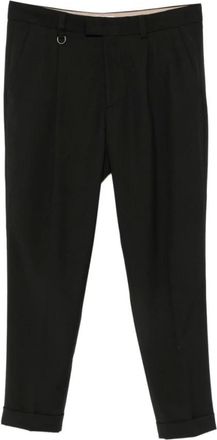 Paolo Pecora Geplooide Pantalon met Omslag - Heren - Broeken - Zwart - Maat: S Zijde