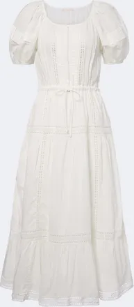 Ulla Johnson Isolde embroidered tiered cotton midi dress