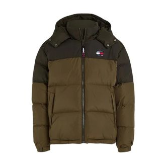 Tommy Hilfiger Polyester Gewatteerde Color Block Jas met Capuchon - Heren - Gewatteerde jassen - Groen - L - Polyester - Jassen