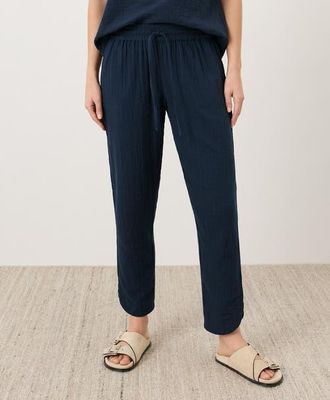 Pact Organic Cotton Coastal Double Gauze Tapered Pull-On Pant in Navy Blue at Nordstrom, Size Xx-Large