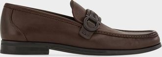 Ferragamo Men & apos;s Leather Moccasin Loafers with Braided Gancini Ornament