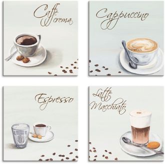Artland Leinwandbild »Cappuccino Espresso Latte Macchiato« Getränke 4 Stk. tlg. 4er Set, verschiedene Grössen