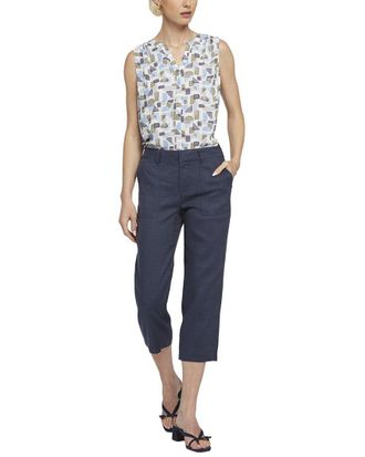 NYDJ Nydj Utility Oxford Navy Linen-Blend Pant Jean