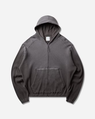 Roa Men s Bee Sun Faded Organic Waffle Zip-Up Hoodie Graphite