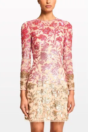 Jenny Packham Jazz Sequin-Embellished Floral-Pattern Mini Dress in Morganite at Nordstrom, Size 10 Uk