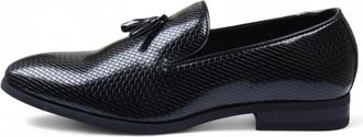 Infinity Leather Mens Black Formal Tassel Loafers Slip-On Leather Shoes