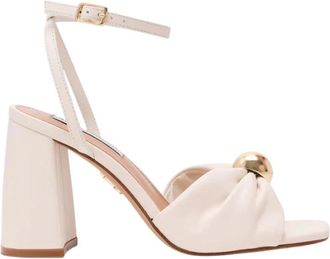 Steve Madden Meladi Sandaal met hoge hak - Dames - Schoenen - Beige - Maat: 37 1/2 EU Leer
