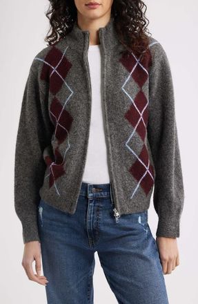 Rails Chloe Argyle Zip Cardigan in Grey Argyle at Nordstrom, Size Xx-Small