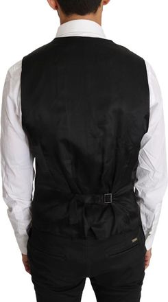 Dolce & Gabbana Gray Solid 100% Wool Waistcoat Mens Vest