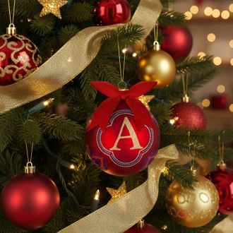 KASANOVA Pallina Natale lettera A 10 cm Royal Garden