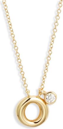 Chelsea28 Goldtone Initial Pendant Necklace in O- Clear- Gold at Nordstrom