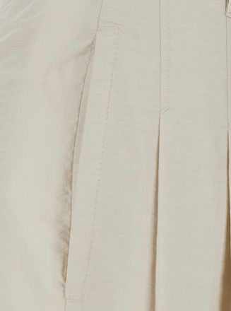 Brunello Cucinelli Womens Pants Wide-Leg Beige Cotton Trousers