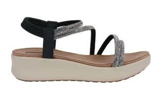 GC SHOES Womens Embellished Wedge Sandal In Emory Black