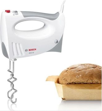 Bosch Batidor Mfq3530 - 450 W - 5 Velocidades - 2 Varillas / 2 Ganchos Amasadores Inox - Blanco / Gris
