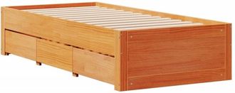 vidaXL Bed Frame without Mattress with Drawers Wax Brown 90x190 cm Single Solid Wood Pine Vidaxl