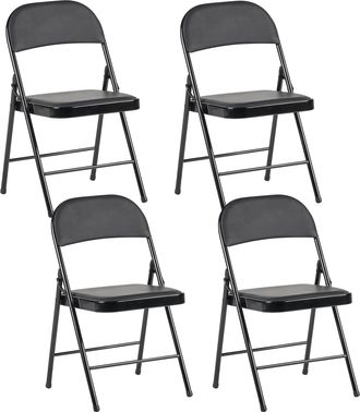 Beliani Conjunto De 4 Sillas Plegables Estructura De Metal Asiento Y Respaldo Acolchados Negro Shasta