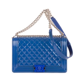 Chanel Pre-owned Womens Boy Large Shoulder Bag - Blue - One Size