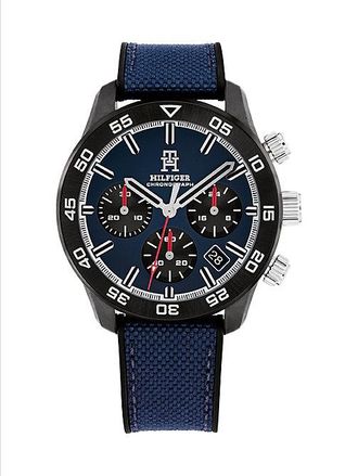Tommy Hilfiger Marineblauw chronograafhorloge met monogram