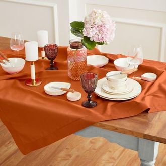 Solino Home Cotton Linen Hemstitch Table Throw, 52 x 52, 52 x 52 in Cinnamon at Nordstrom, Size Medium