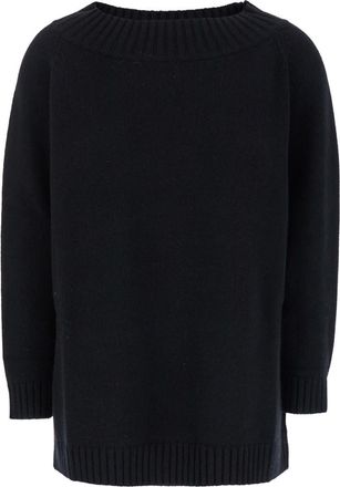 Max Mara Black Solid Boat Neck Sweater