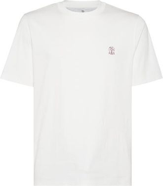 Brunello Cucinelli Jersey T-shirt with logo in Off-White at Nordstrom, Size Xxx-Large Eu