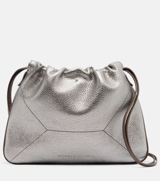 Brunello Cucinelli Monili Small metallic leather shoulder bag