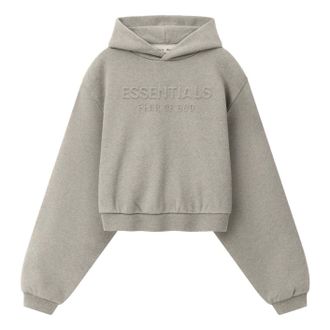 Fear of God (WMNS) Fear of God Essentials Embossed Modern Cropped Hoodie Warm Heather RW01480-0096