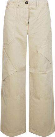 Pinko Haiku Pantalone Gabardina - Dames - Wijde Broeken - Beige - M - Katoen - Broeken